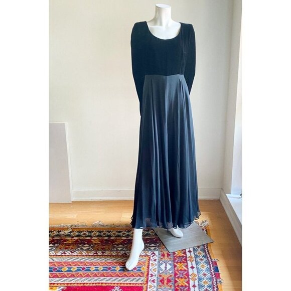 Vintage Sunny Choi All Silk Velvet Chiffon Cocktail Midi Dress S - Picture 2 of 12
